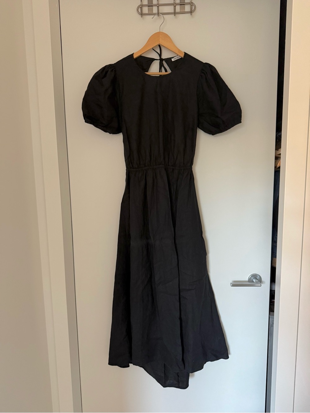Reformation Black Puff-Sleeve Midi Dress